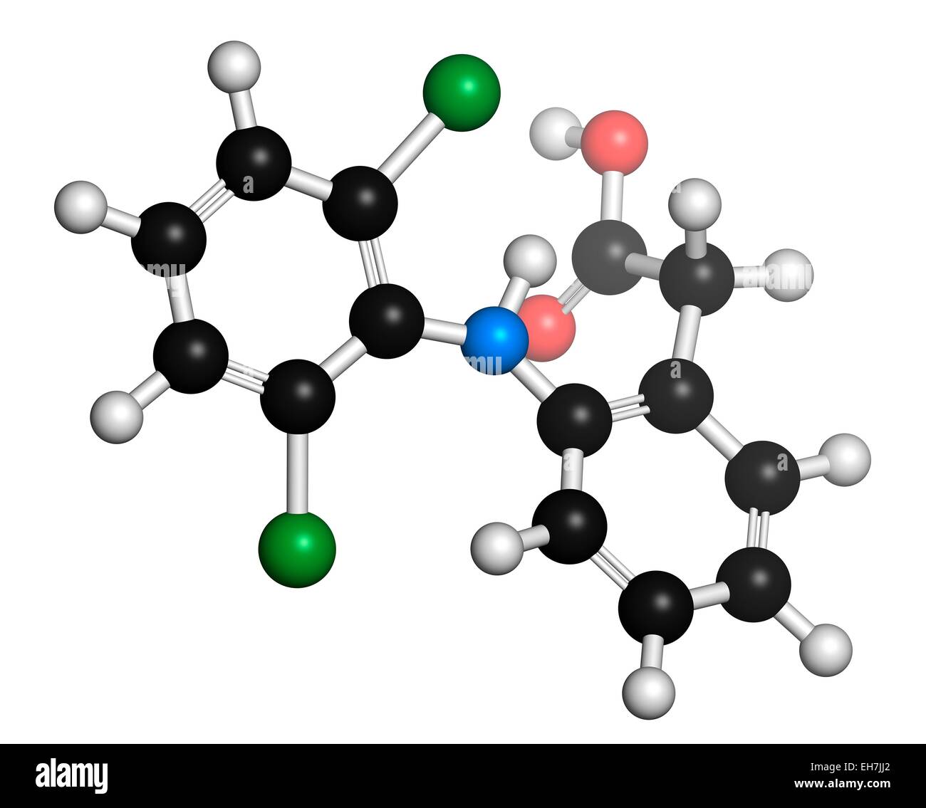 Diclofenac anti-inflamatory drug molecule Stock Photo