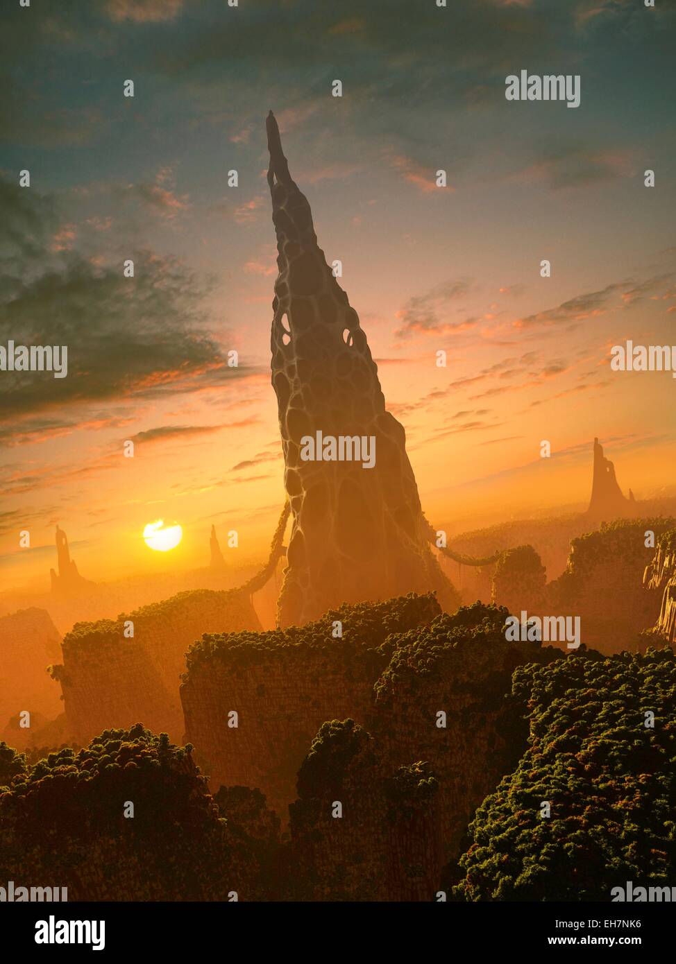 Alien structures on an extrasolar planet Stock Photo