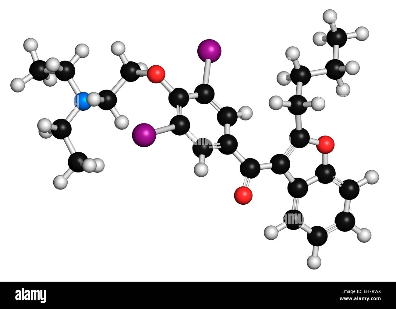 Amiodarone antiarrhythmic drug molecule Stock Photo