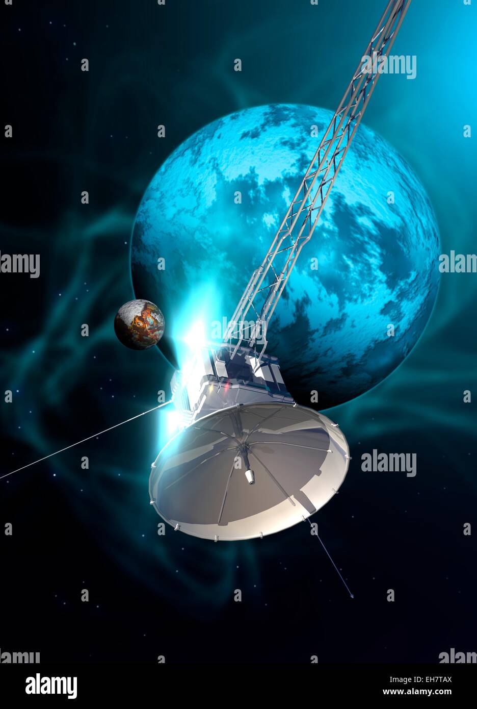 Robotic probe in deep space, illustration Stock Photo