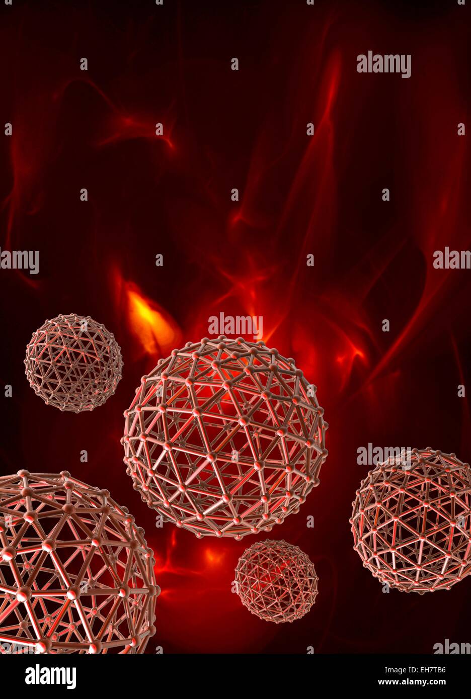 Spheres on red background, illustration Stock Photo - Alamy