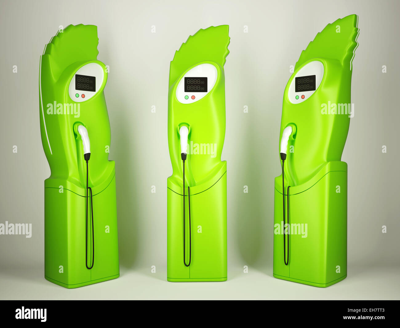 Eco friendly transport: charging stations for electric vehicles. Large ...