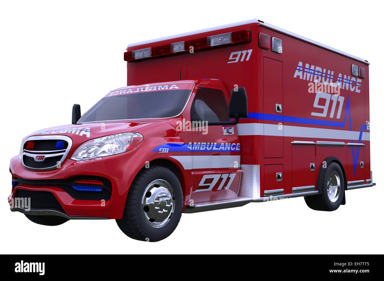 Emergency: ambulance vehicle isolated on white (all custom made and CG rendered) Stock Photo
