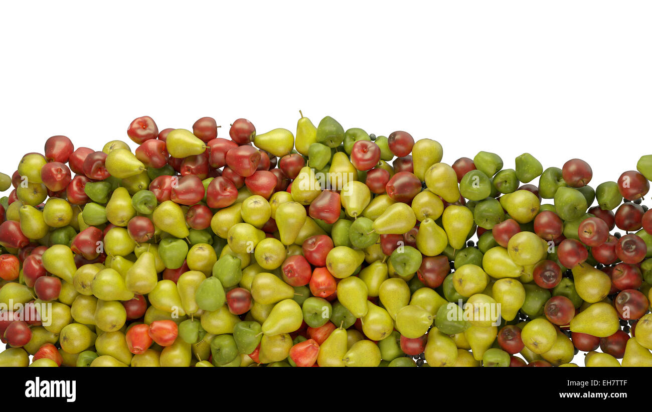 Fruit mix heap of apples and pears isolated on white Stock Photo Alamy