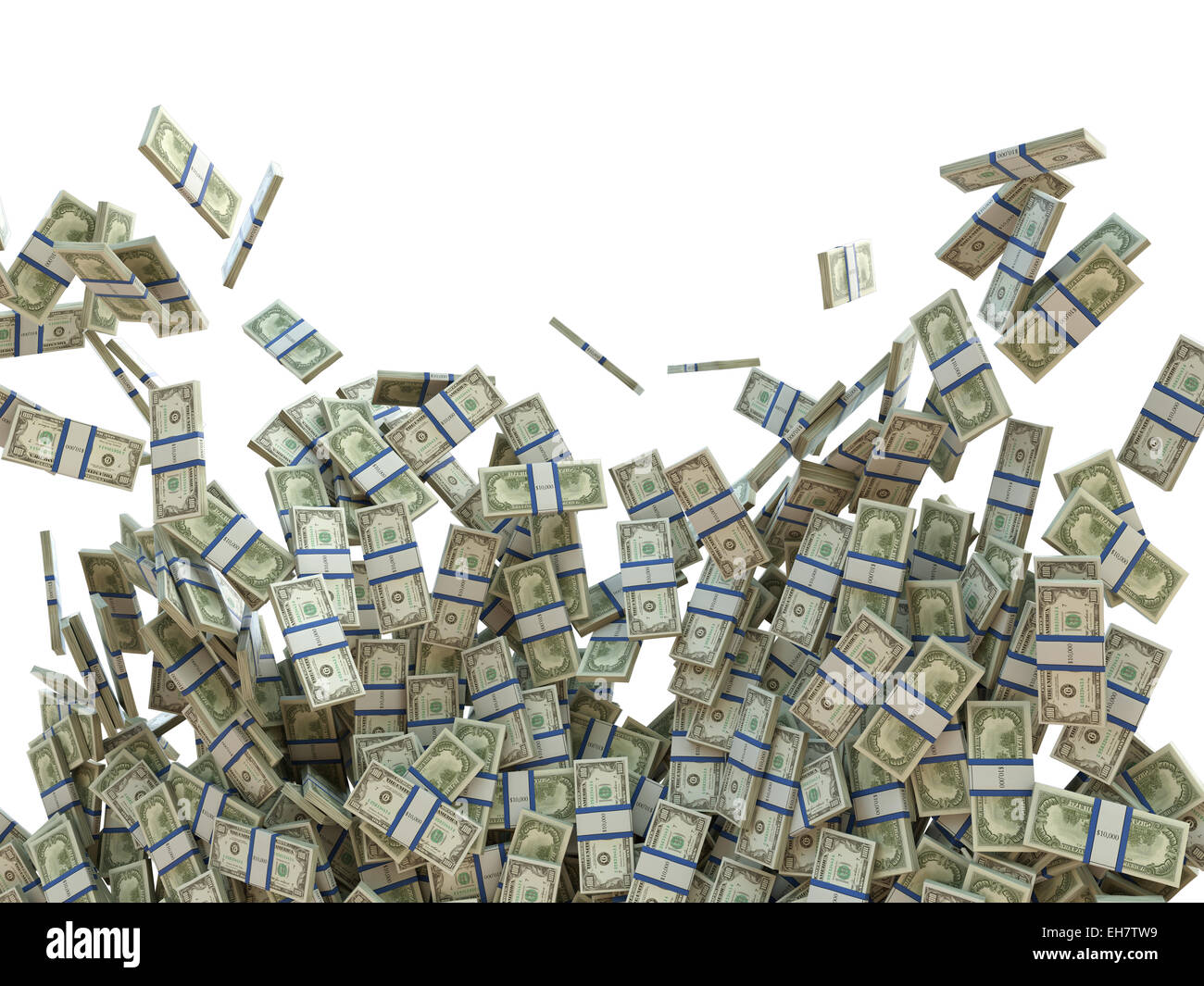 Making money concept: bunches of US dollars isolated on white Stock Photo