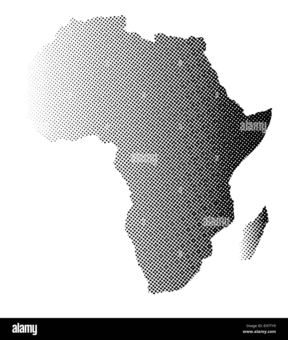 Outline map of Africa in halftone over a white background Stock Photo