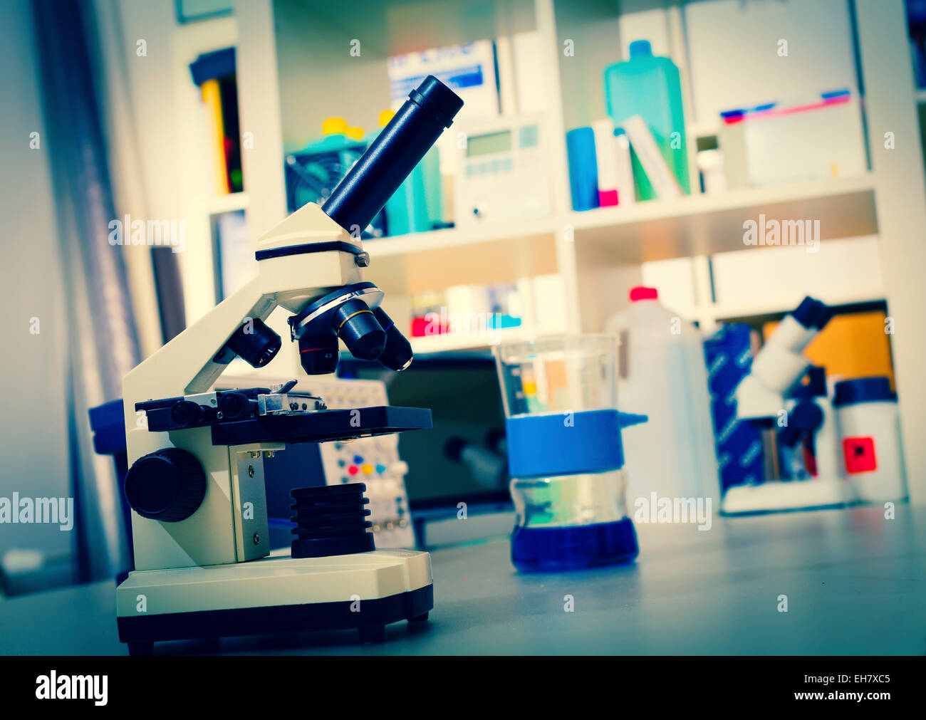Microscope in lab Stock Photo - Alamy