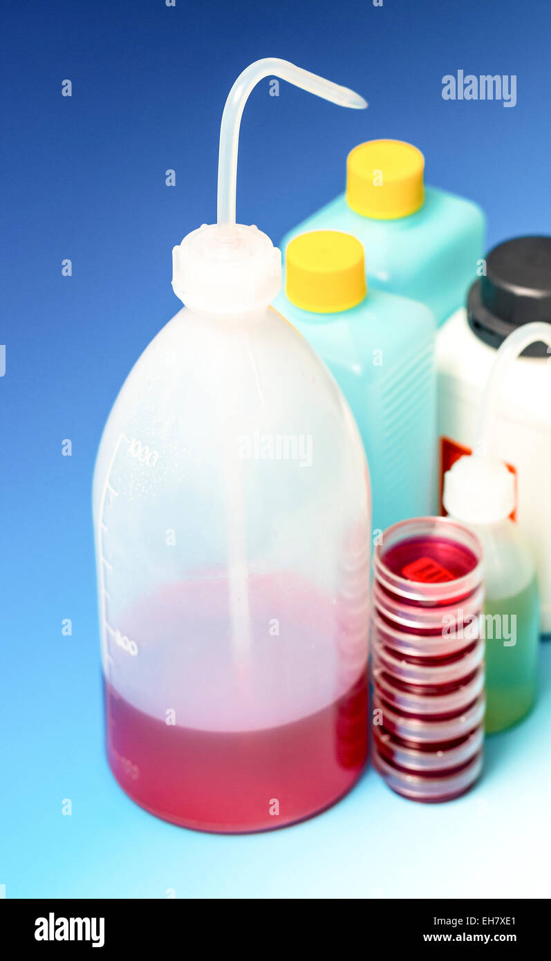 Plastic dispensing bottles and containers Stock Photo