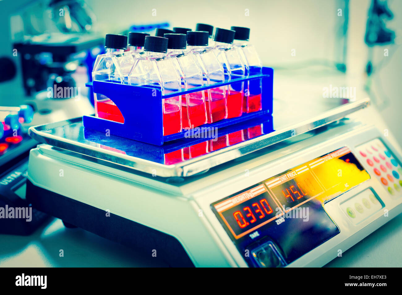 Glass bottles in lab Stock Photo Alamy