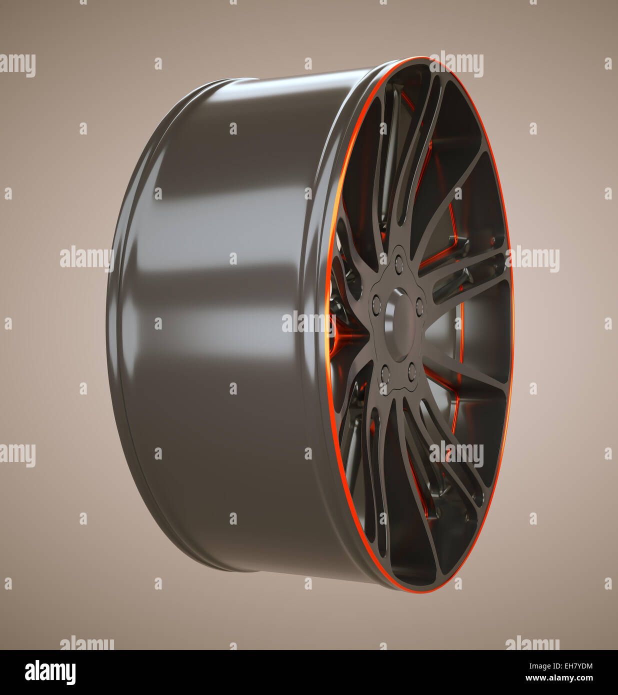 Sport racing: wheel or disc of sportcar. Custom made and rendered Stock Photo