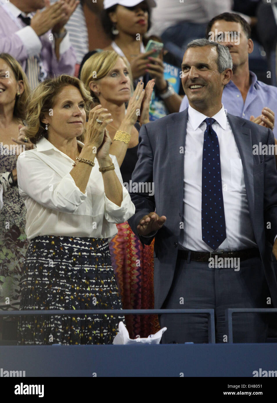 2014 US Open Tennis Championships - Day 10 - Celebrity Sightings Featuring: Katie Couric,John Moulner Where: New York City, New York, United States When: 03 Sep 2014 Stock Photo