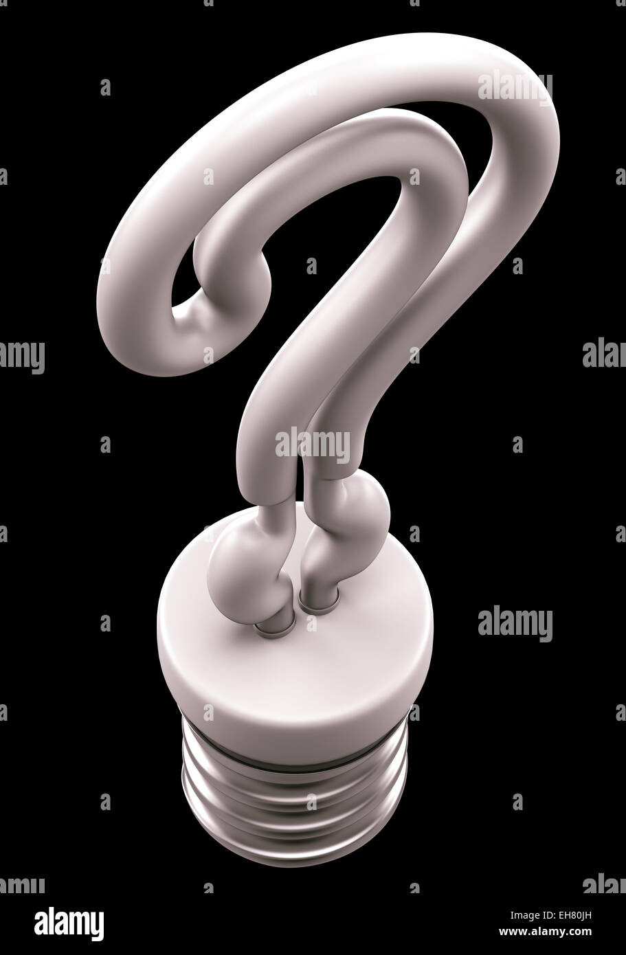 Question: Query mark light bulb isolated over black background Stock Photo