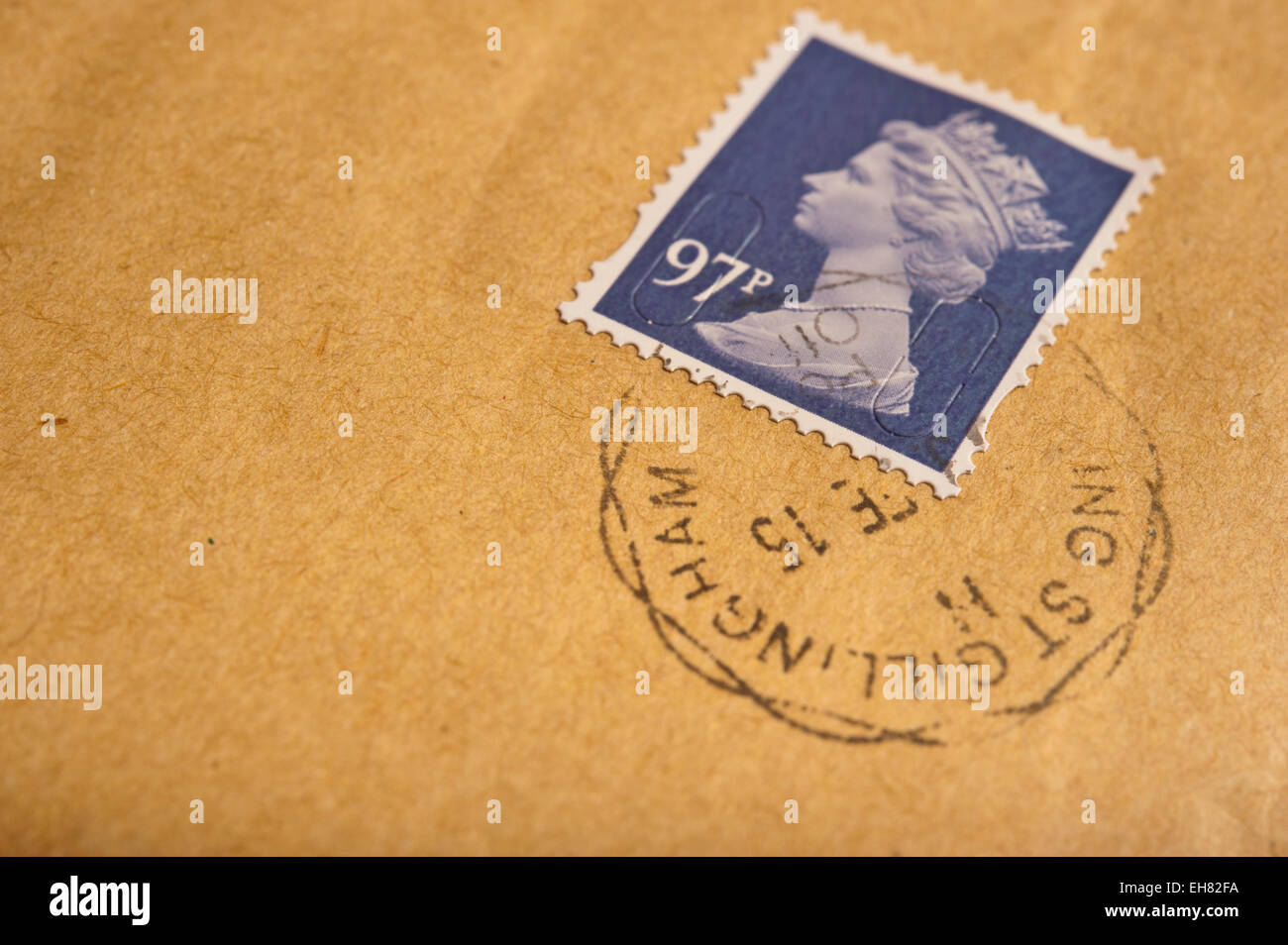 UK stamp on an envelope Stock Photo