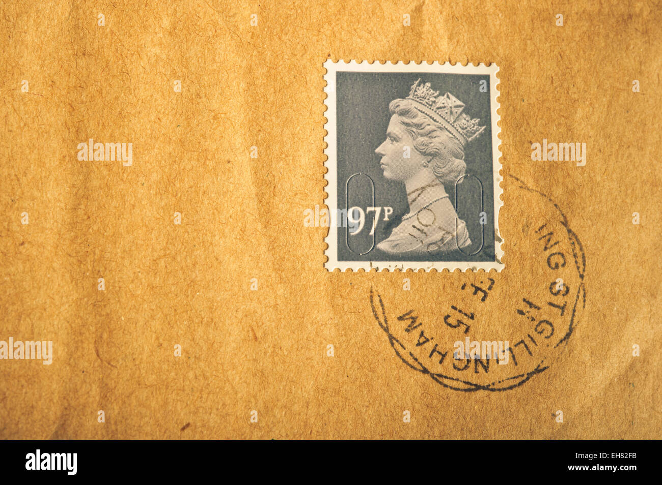 UK stamp on an envelope Stock Photo
