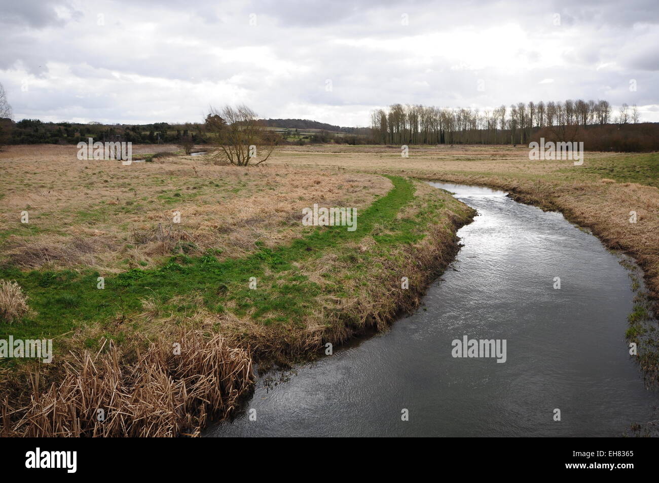 The River Glaven at Wiveton, north Norfolk, looking upstream from Wiveton bridge. . Stock Photo
