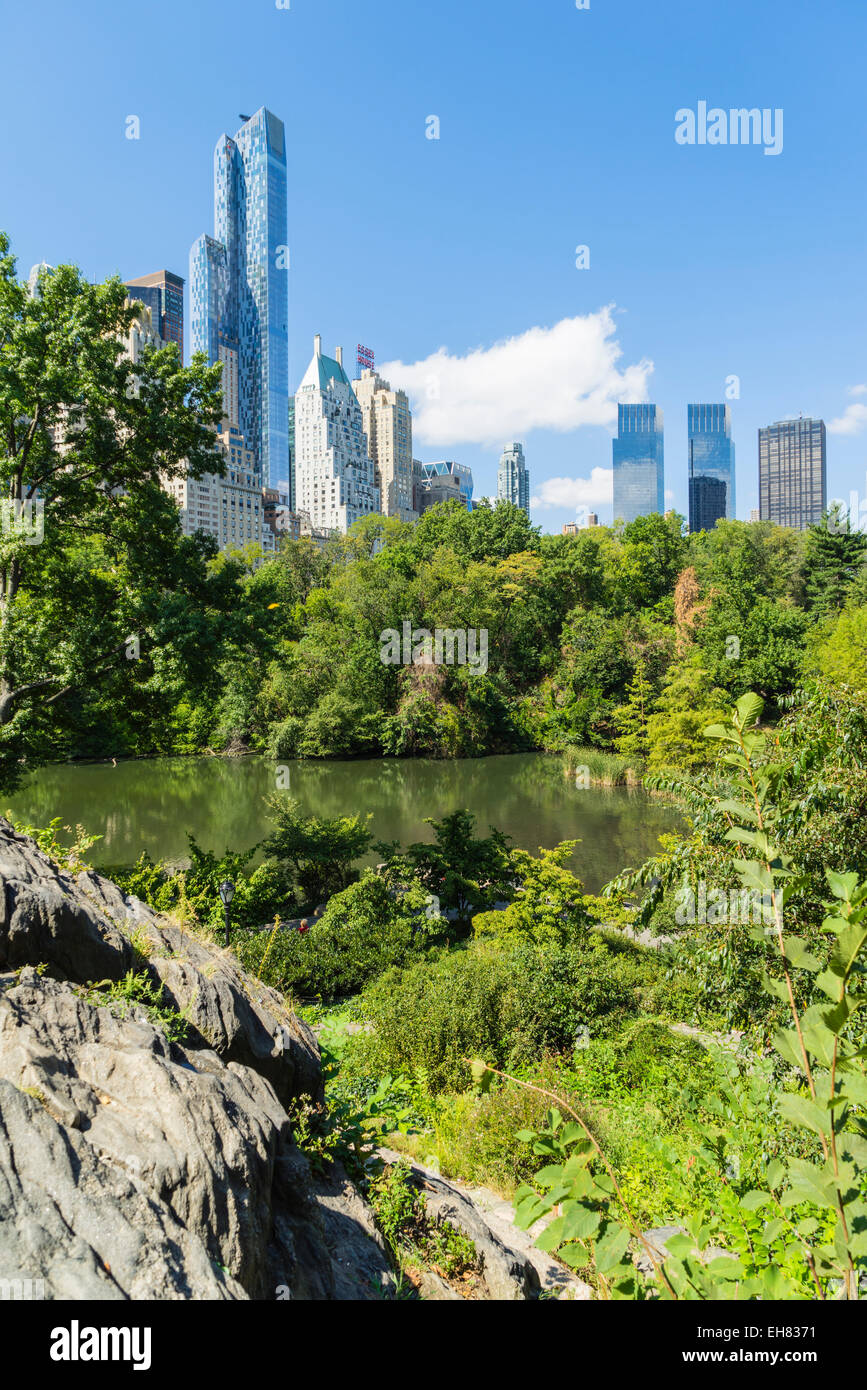 The Pond, Central Park, Manhattan, New York City, New York, United States of America, North America Stock Photo