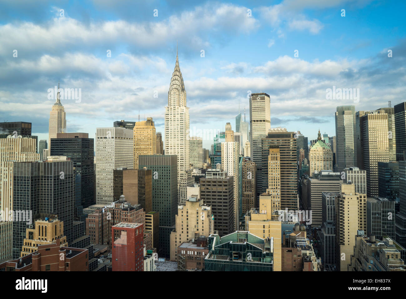 Manhattan skyscrapers including the Empire State Building and Chrysler Building, Manhattan, New York City, New York, USA Stock Photo