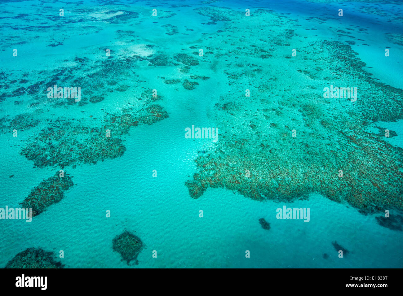 An aerial view of the Great Barrier Reef, UNESCO World Heritage Site, Queensland, Australia, Pacific Stock Photo