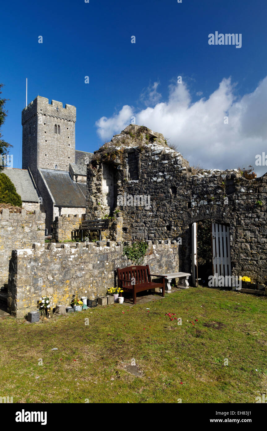 Remains of the Raglan Chantry Priests House, St Illtyds Church, LLantwit Major, Vale of Glamorgan, South Wales. Stock Photo