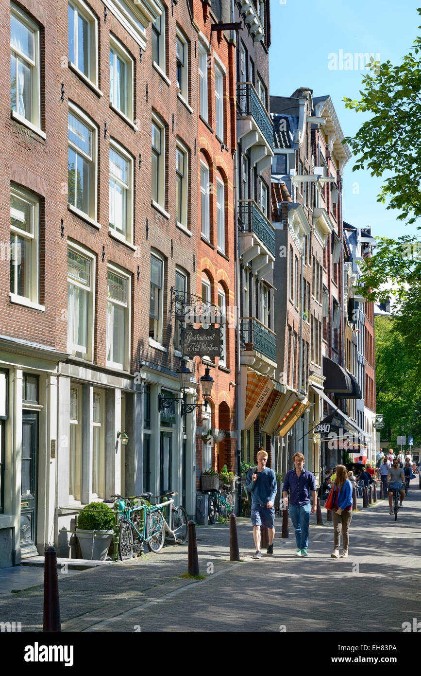 Typical canalside street, Singel, Amsterdam, North Holland, Netherlands, Europe Stock Photo
