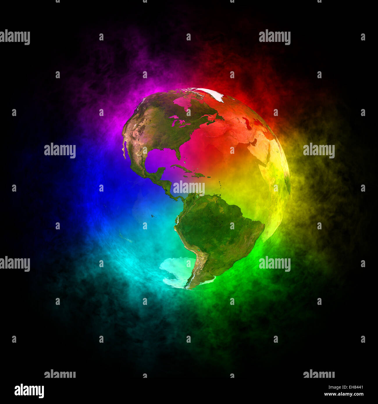 Rainbow planet Earth - America Stock Photo