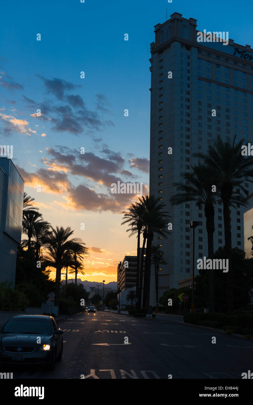 Las Vegas street scene in the sunset Stock Photo