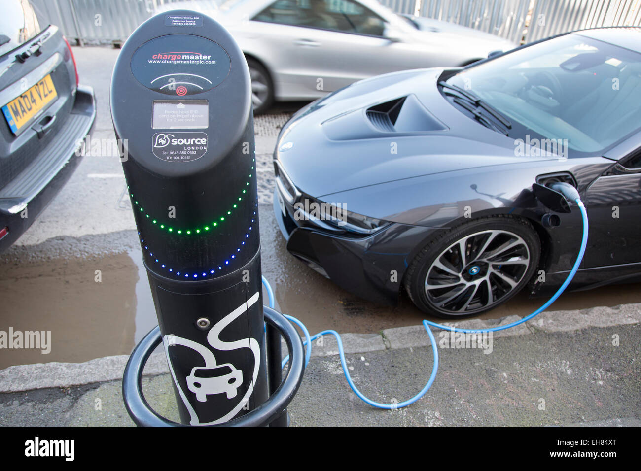 Electric car charging point, Shoreditch, London Stock Photo Alamy