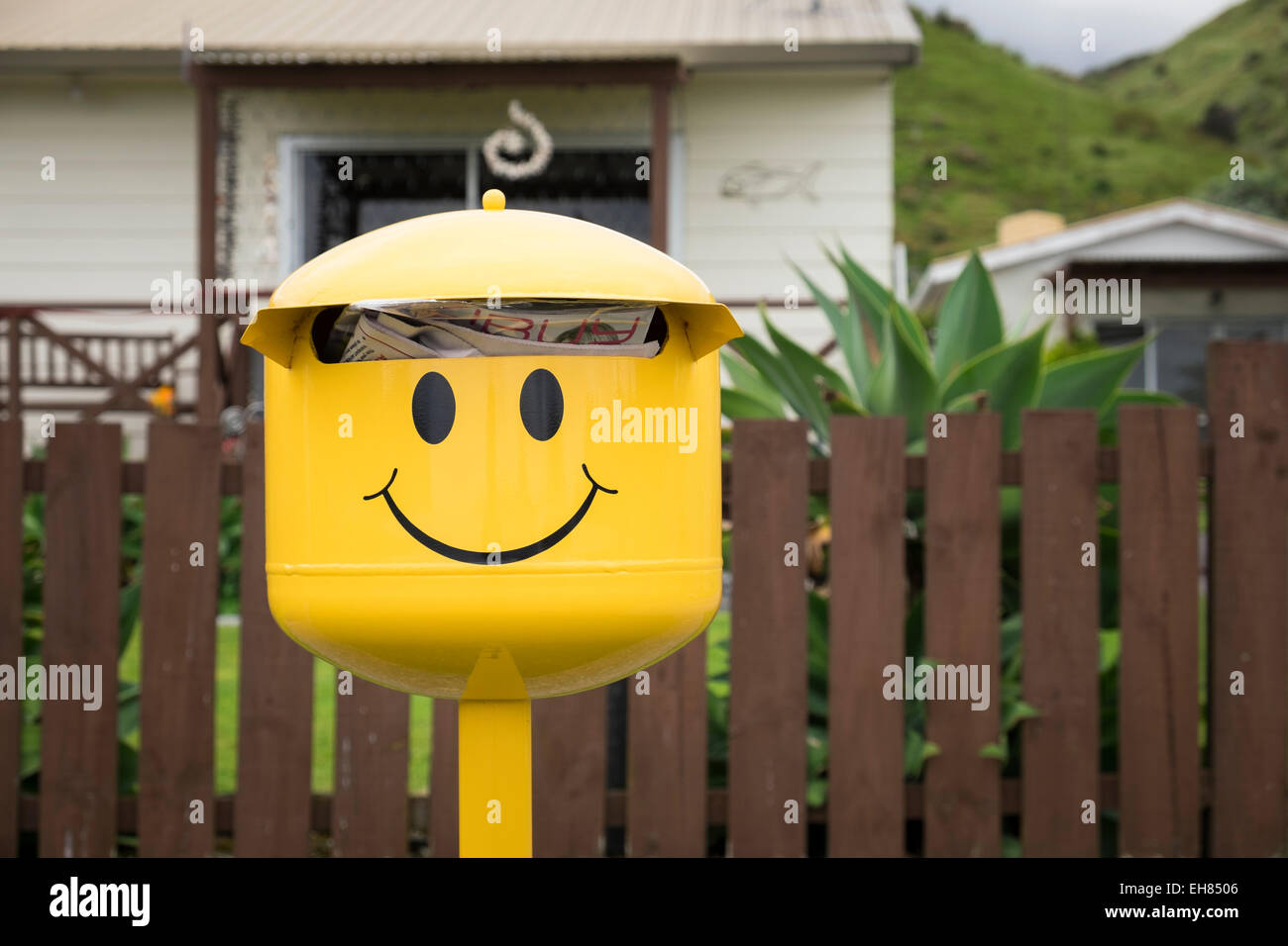 Customised, humorous novelty mailbox, New Zealand Stock Photo