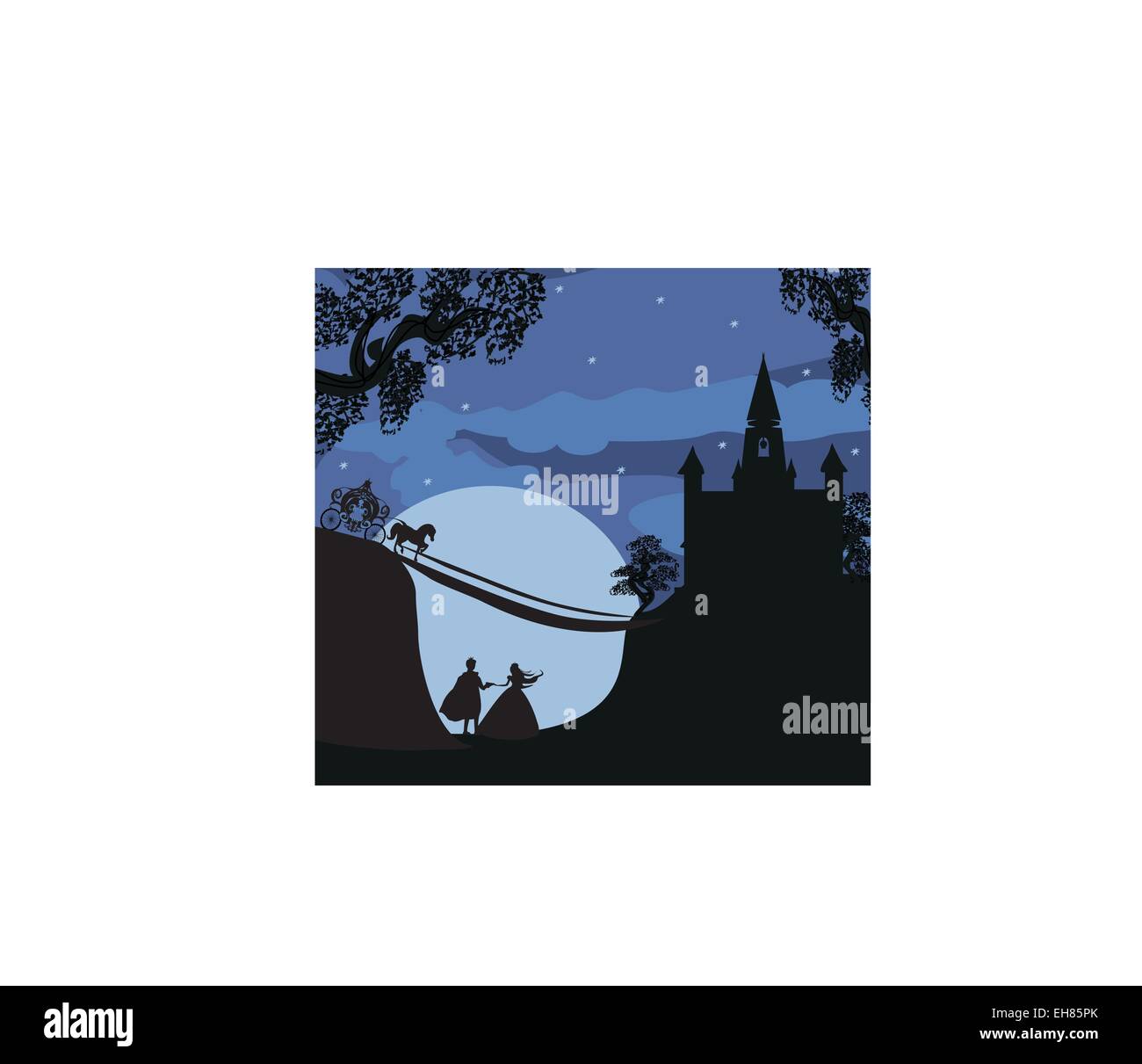 Magic castle and princess with prince Stock Vector Image & Art - Alamy