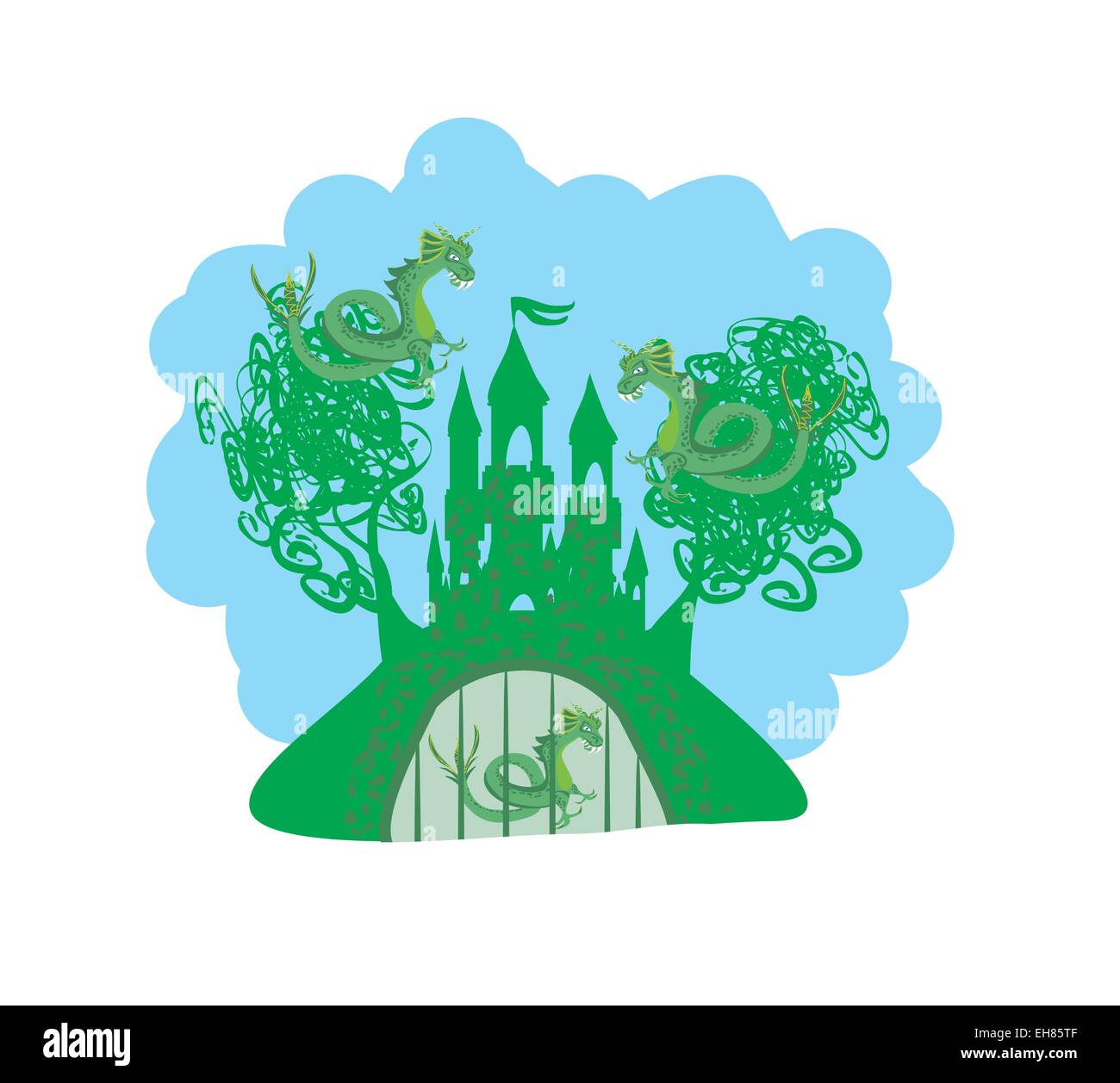 dragons attacking the castle Stock Vector Image & Art - Alamy