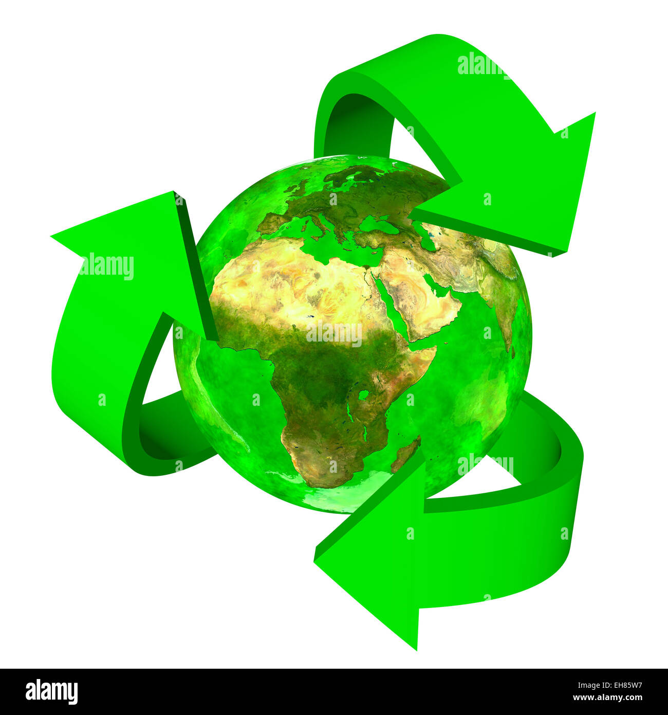 Green Earth eco symbol - Europe Africa and Asia Stock Photo - Alamy