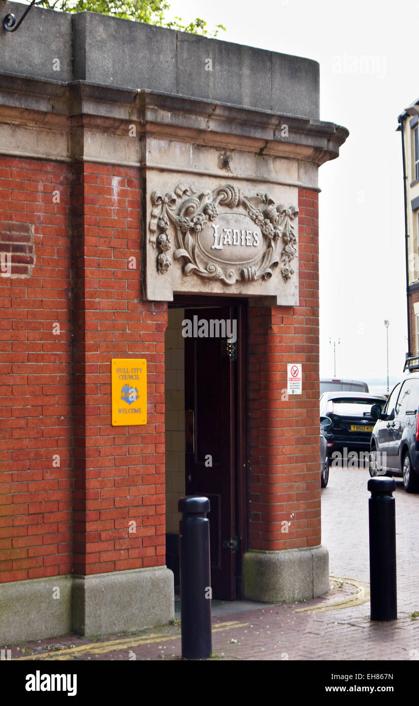 Public toilets, Corporation Pier, Kingston upon Hull, East Riding, Yorkshire, England Stock Photo