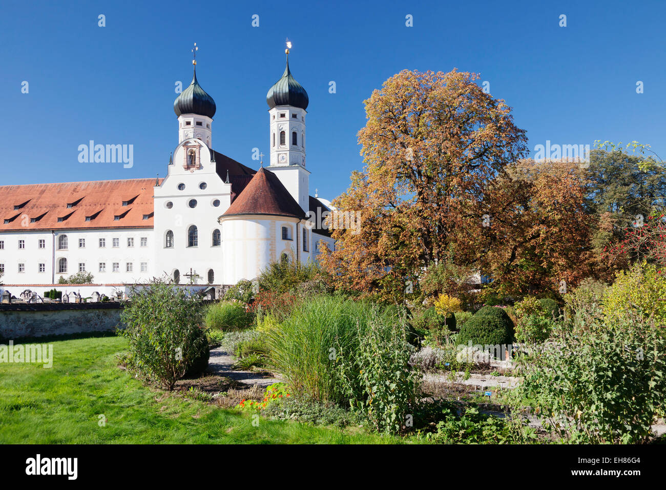Benedictine Abbey and church, Benediktbeuren, Bad Toelz Wolfratshausen, Upper Bavaria, Bavaria, Germany, Europe Stock Photo