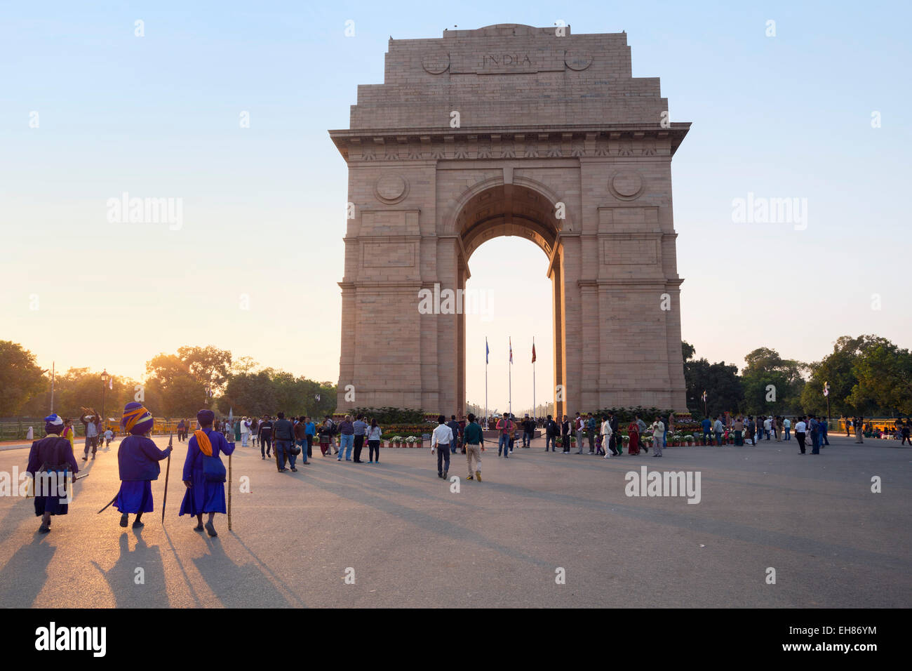Sikhs at India Gate, designed by Sir Edwin Lutyens, New Delhi, India, Asia Stock Photo