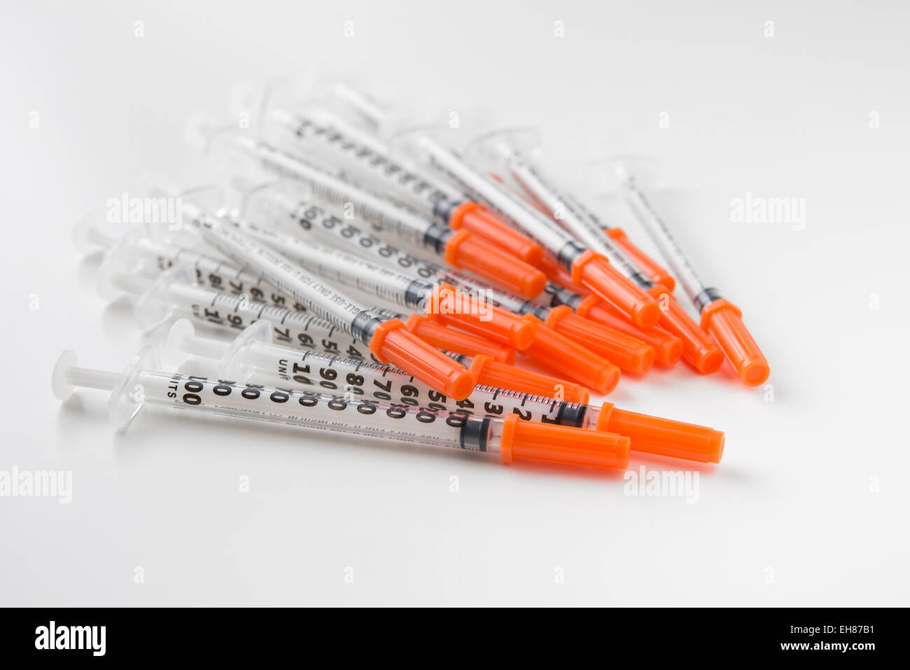 disposable syringes for injections insulin Stock Photo