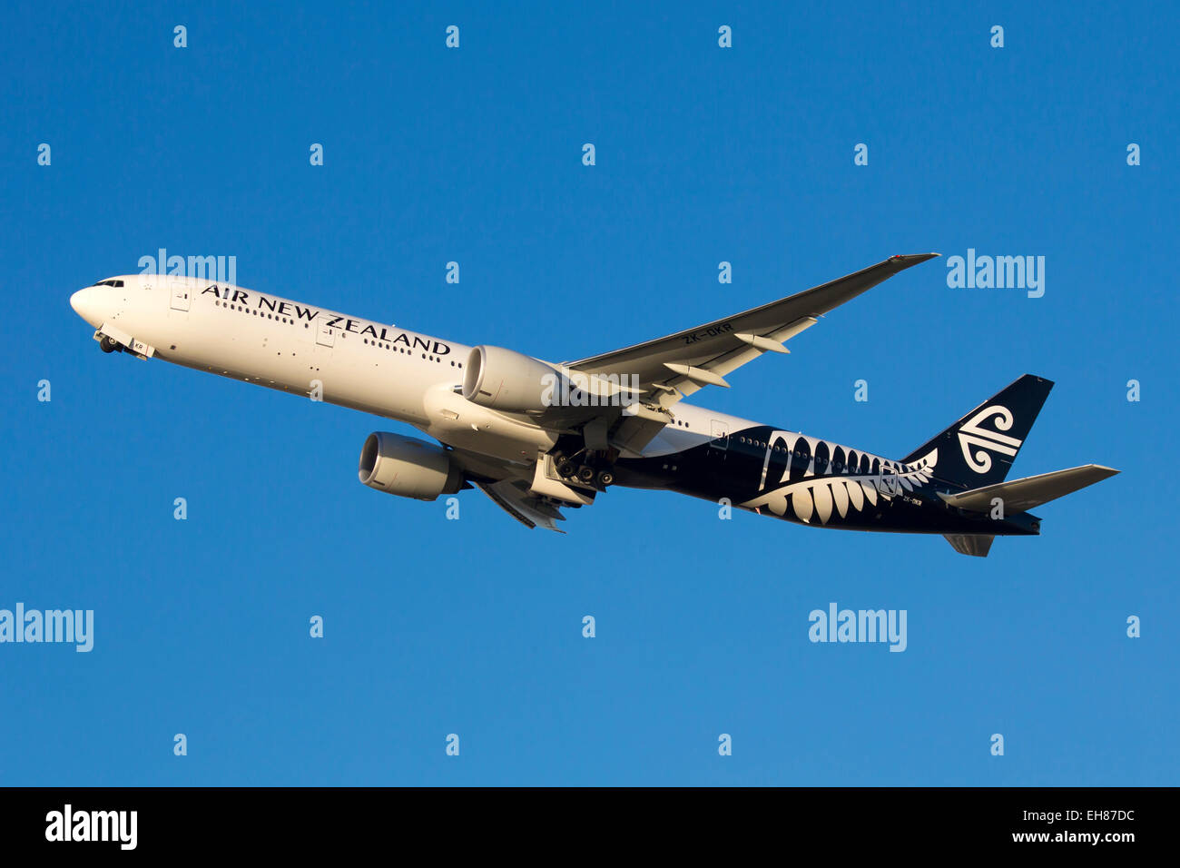 An Air New Zealand Boeing 777-200ER in the teal 'Pacific An Air New Zealand Boeing 777-200ER in the teal 'Pacific