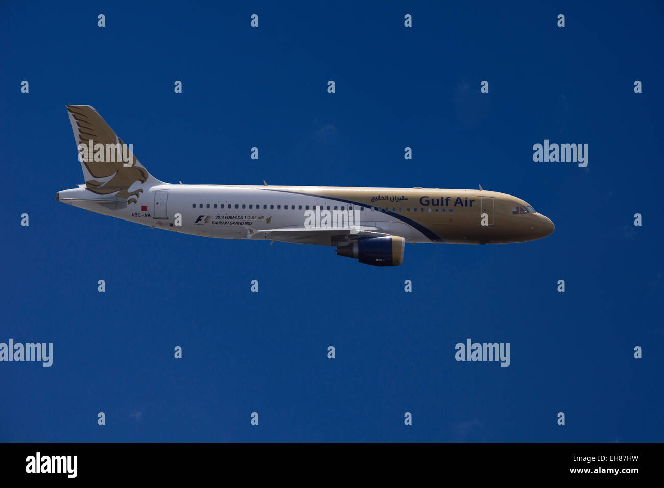 A9C-AM Gulf Air Airbus A320-214 in flight Stock Photo