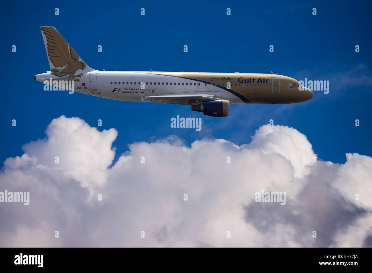A9C-AM Gulf Air Airbus A320-214 in flight Stock Photo