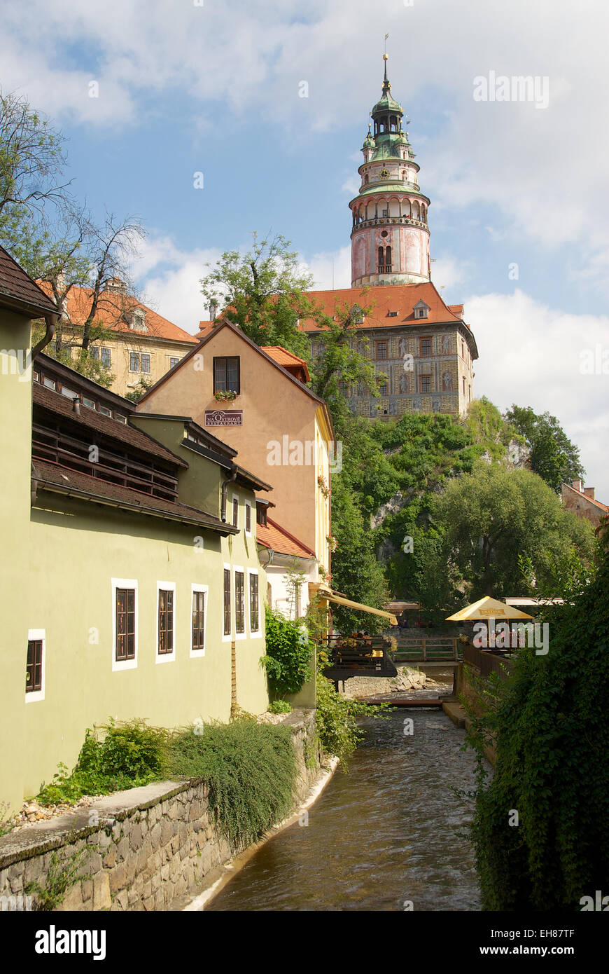 Castle tower, historic centre, UNESCO World Heritage Site, Český Krumlov, Czech Republic Stock Photo
