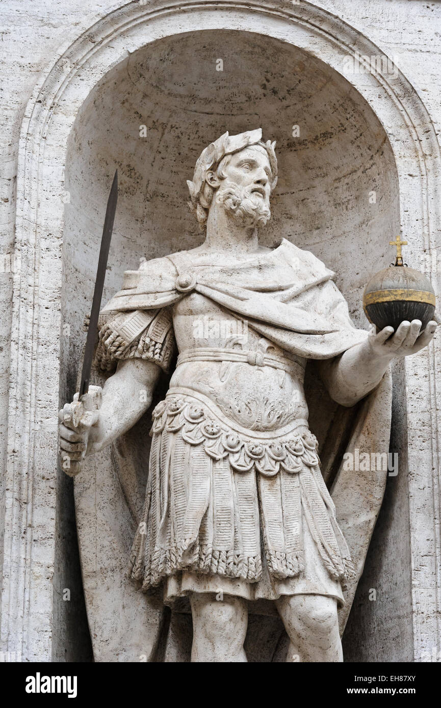 Statue of a roman Emperor, Rome, Italy Stock Photo - Alamy