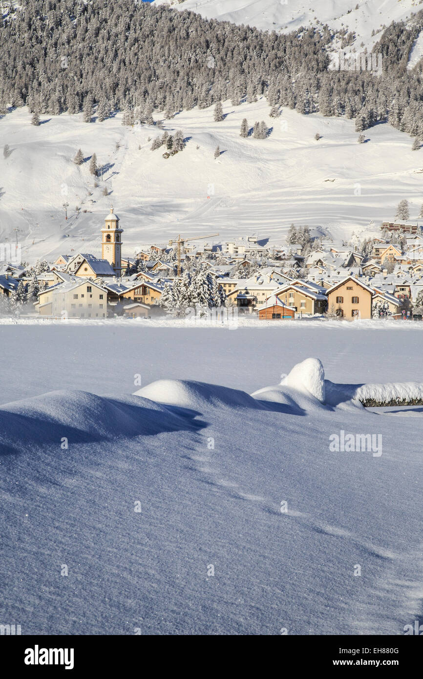 The village of Celerina by Saint Moritz in Engadine, Switzerland, Europe Stock Photo