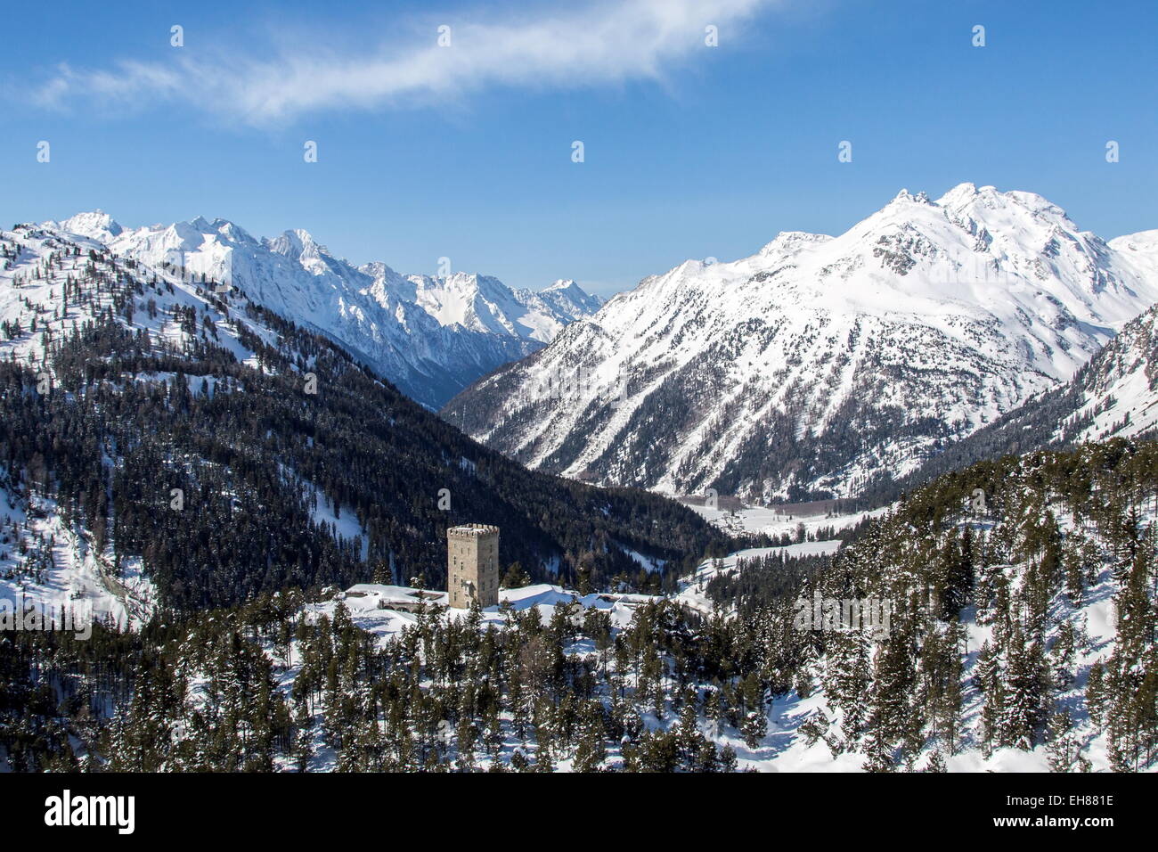 The landscape around Maloja Pass in Engadine, Switzerland, Europe Stock Photo