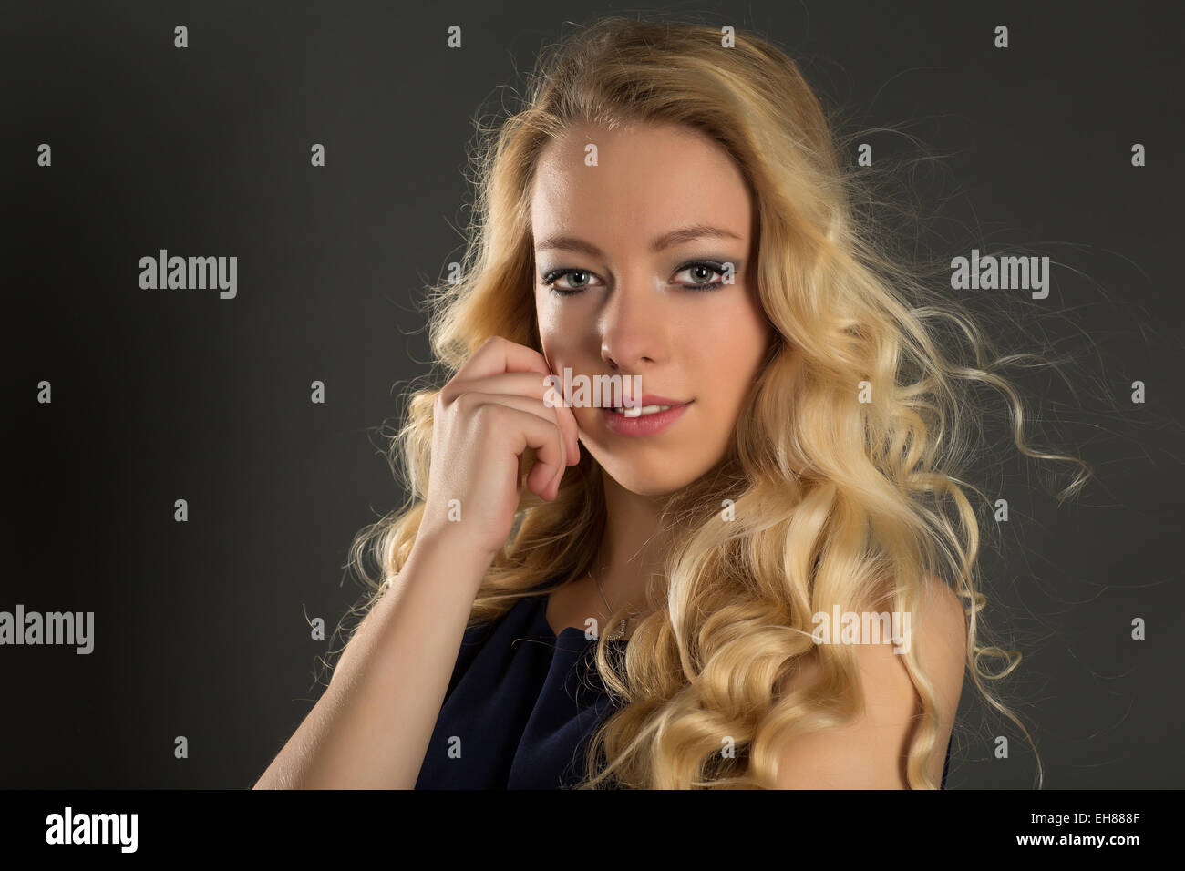 Young woman with long blond hair, portrait Stock Photo