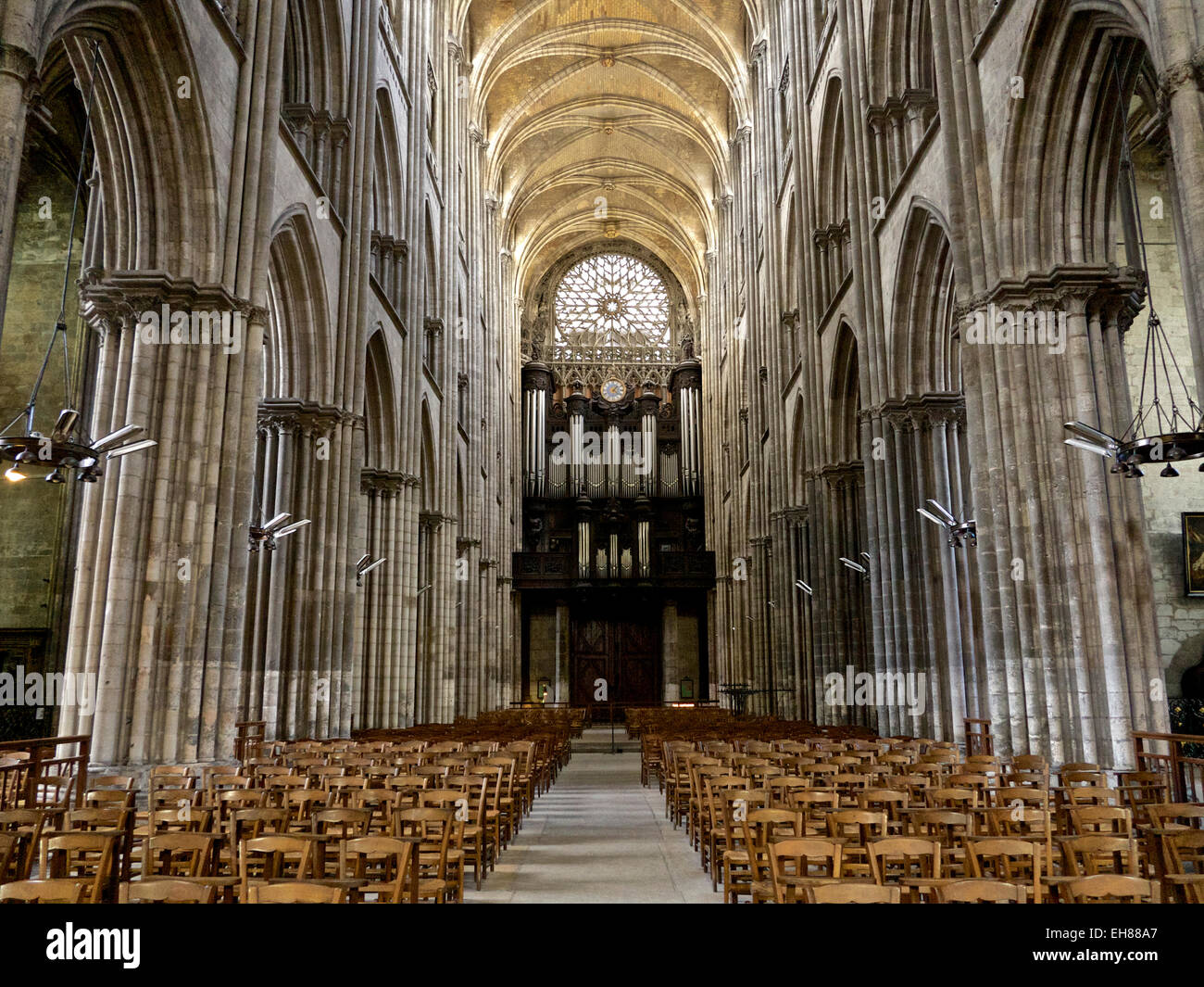 Interior of Notre Dame cathedral, built between 12th and 15th century, Rouen, Normandy, France, Europe Stock Photo