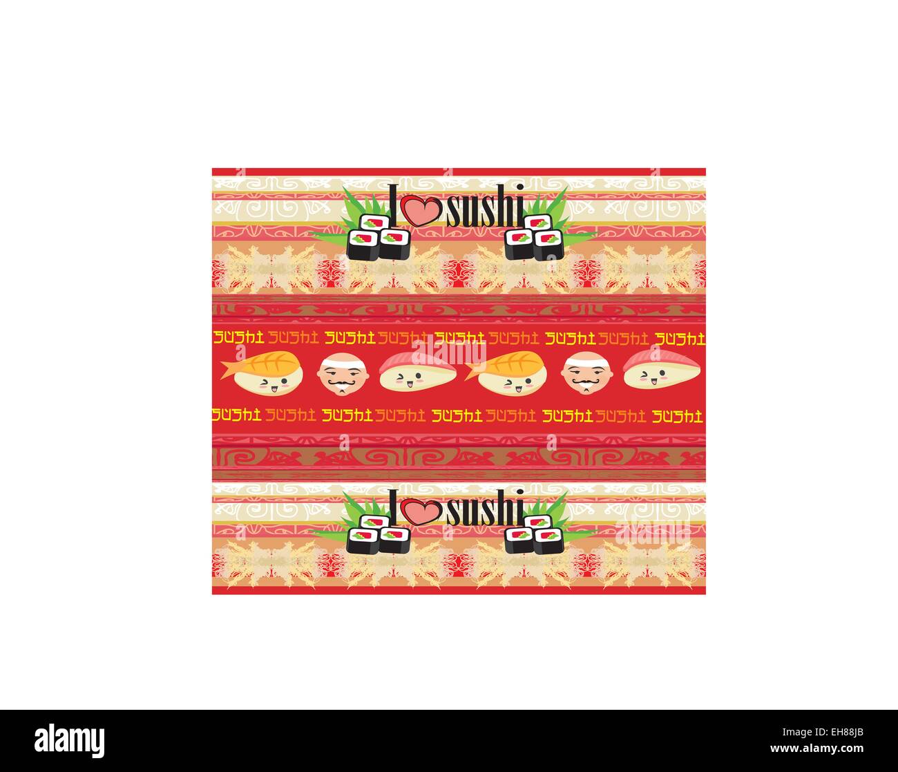 vector pattern with sushi Stock Vector Image & Art - Alamy