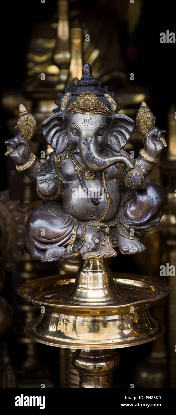 Metal Ganesha sculpture, Mannar, Kerala, India Stock Photo