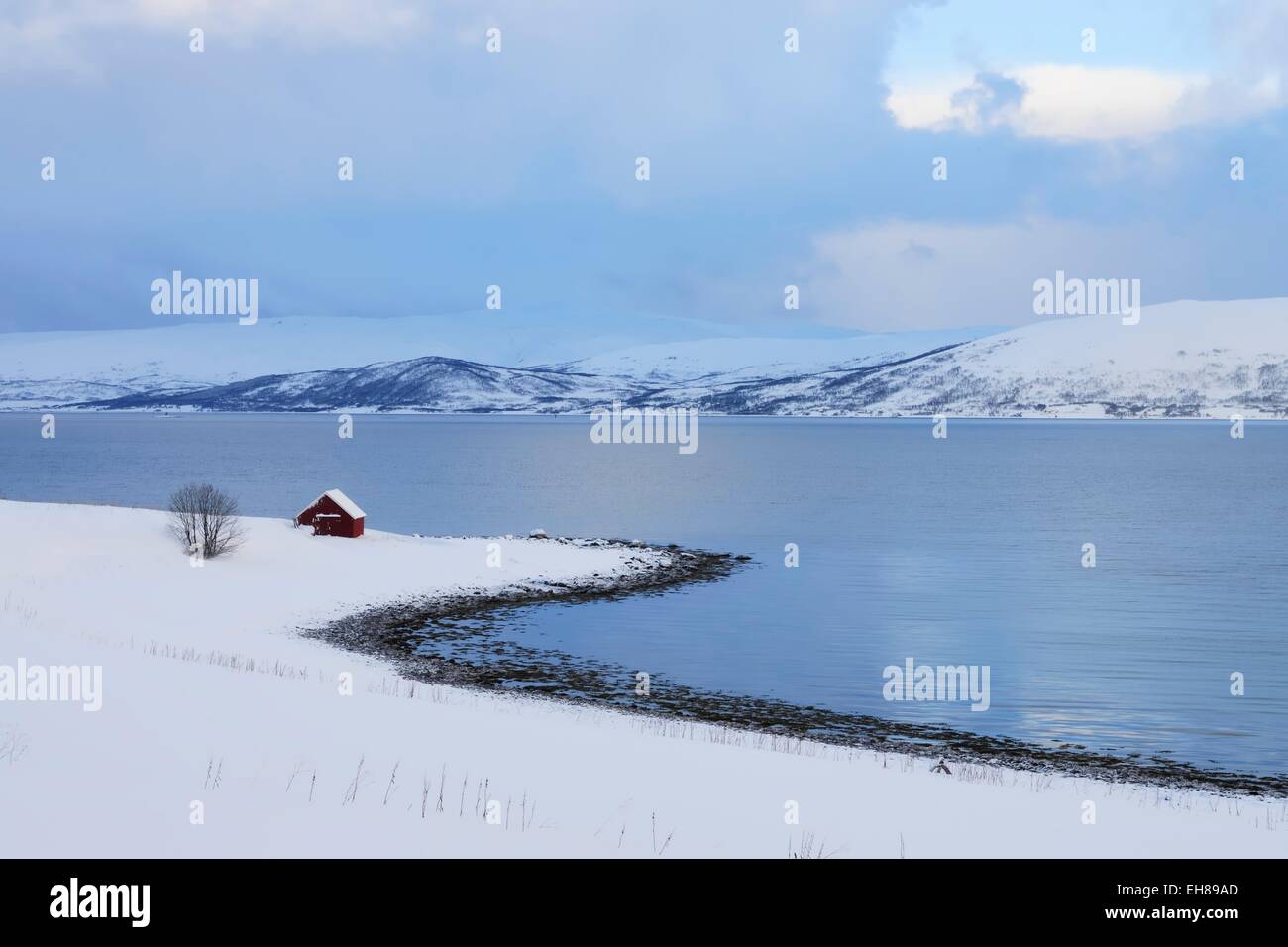 Lonely house on Grotsund, Tromso, Troms, Norway Stock Photo Alamy