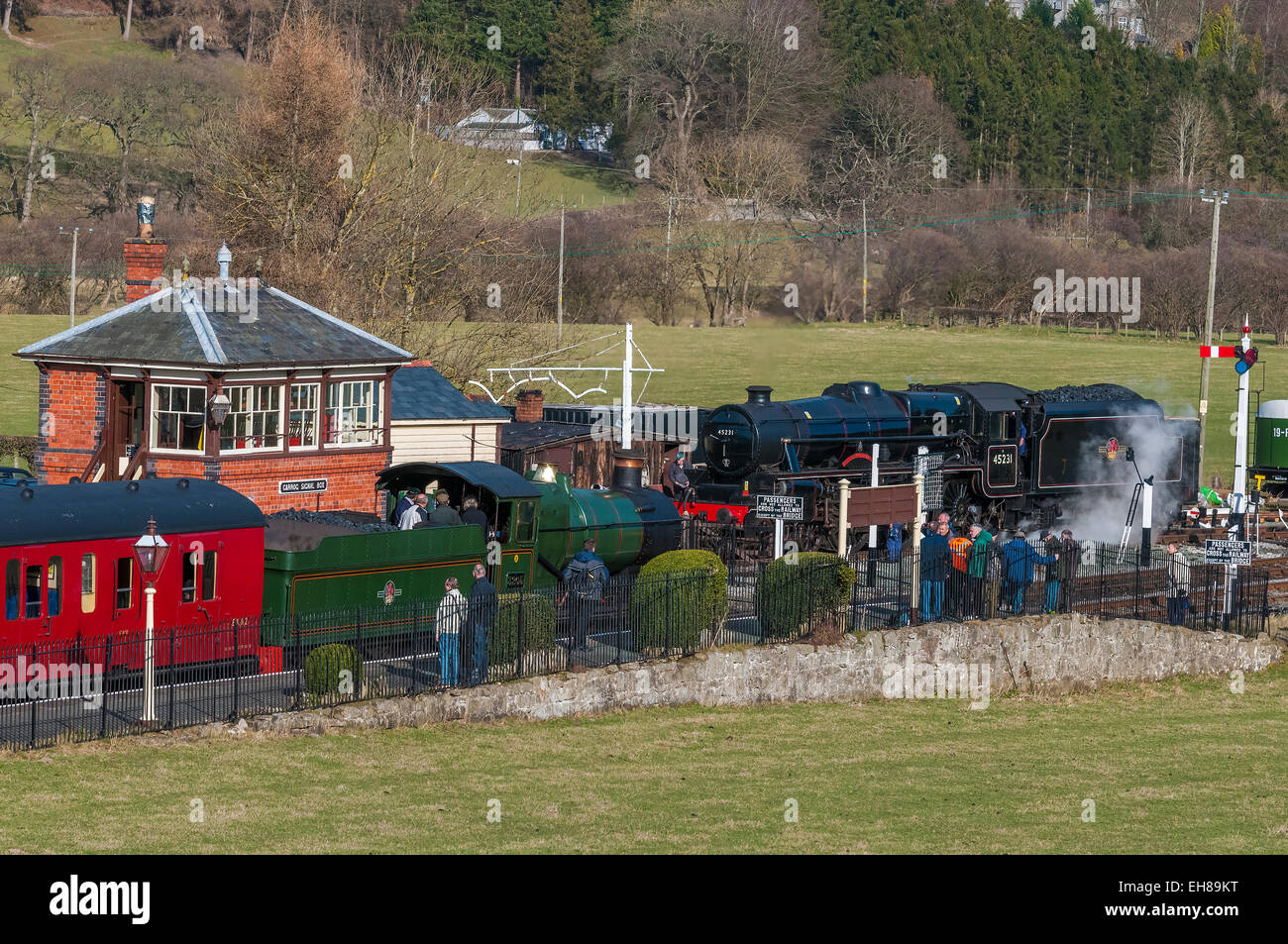 Steam & Stars 4, at the Langollen railway March 7 2015. The scene at Carrog station. Stock Photo