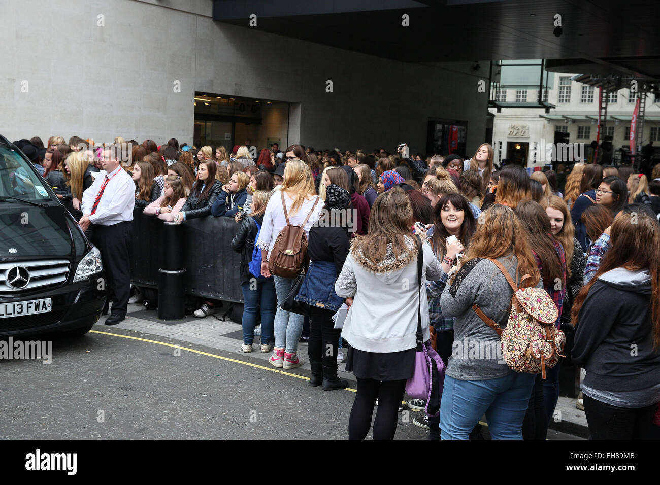 Celebrities at the BBC Radio 1 studios - '5 Seconds of Summer' fans waiting  Featuring: Atmosphere Where: London, United Kingdom When: 04 Sep 2014 Stock  Photo - Alamy