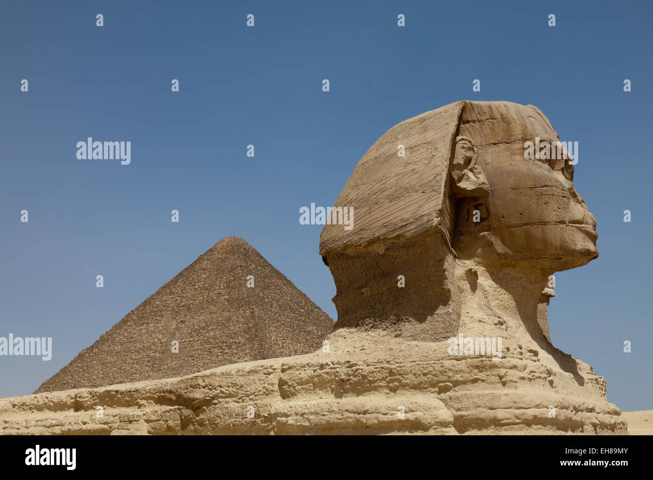 The Sphinx and the Great Pyramid in Giza, UNESCO World Heritage Site, near Cairo, Egypt, North Africa, Africa Stock Photo